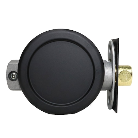 Emtek Round Passage Pocket Door Tubular Lock with Passage Strike Plate Flat Black Finish 2144US19